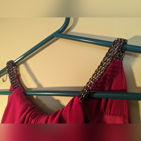 JONES New York Fuschia pink halter ruched dress gunmetal metallic hardware - Picture 3 of 8